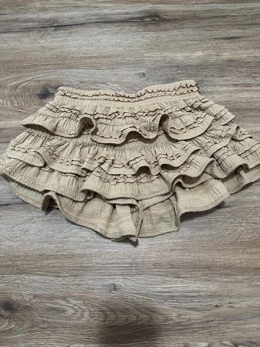 Ruffled Tiered Mini Skort  - Beige